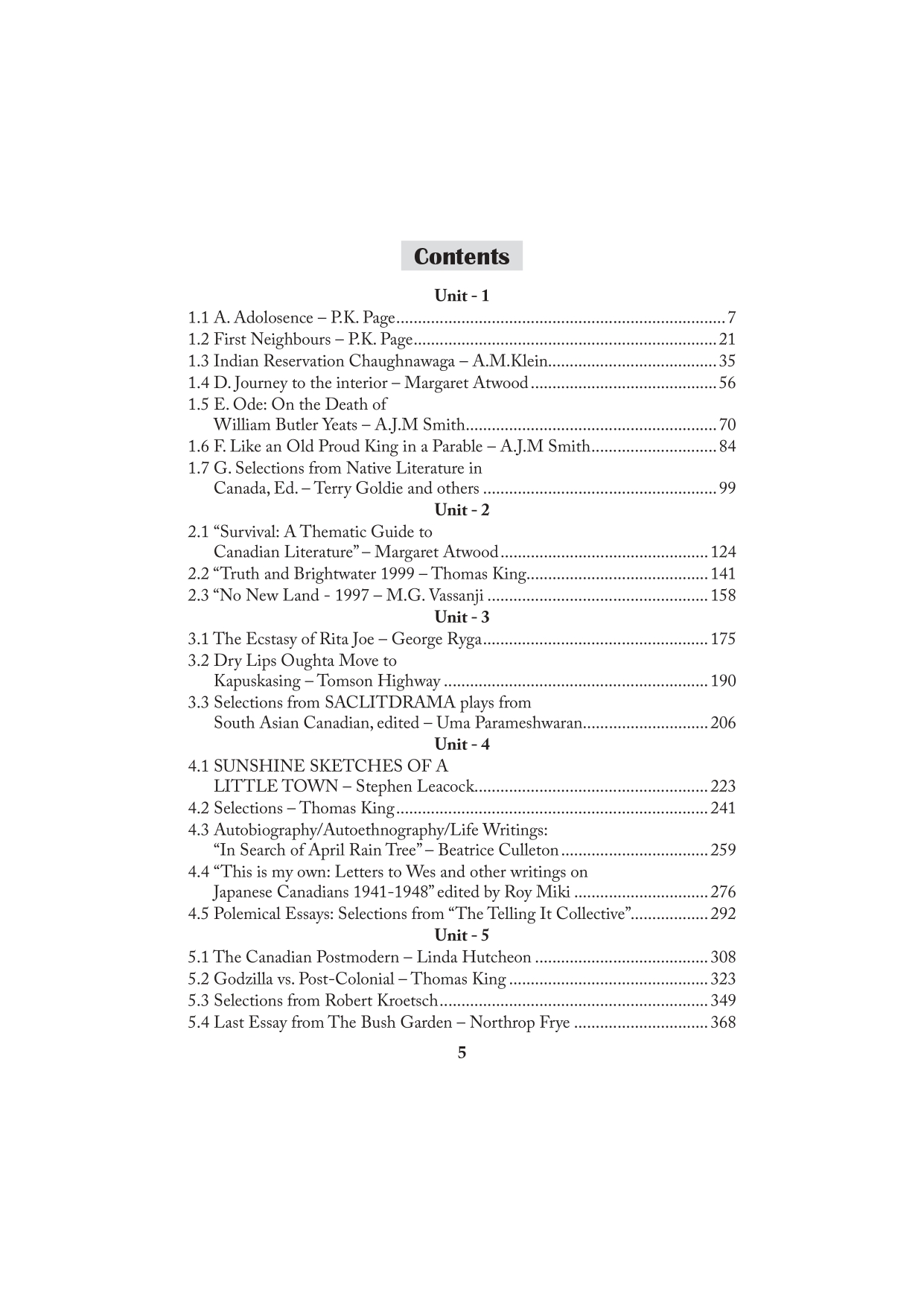 Canadian Studies - PG - Sem 3 - Periyar University